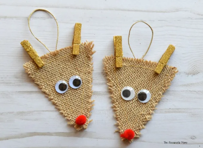 Burlap Reindeer Ornament