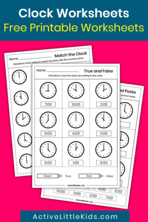 Free Clock Worksheets for Kindergarten - Active Little Kids