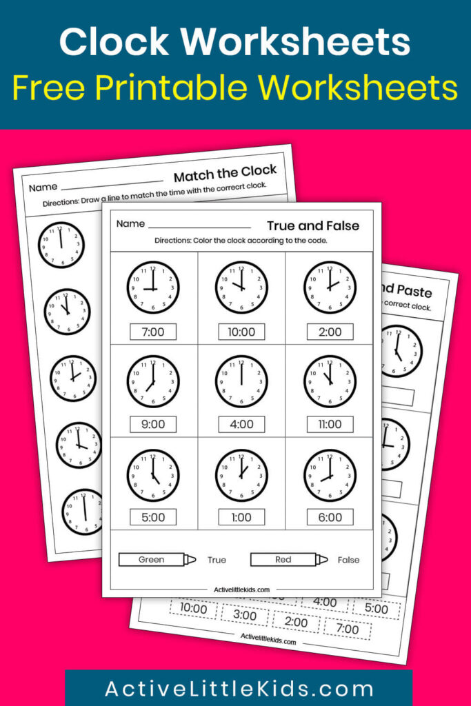 Clock worksheets for kindergarten pin