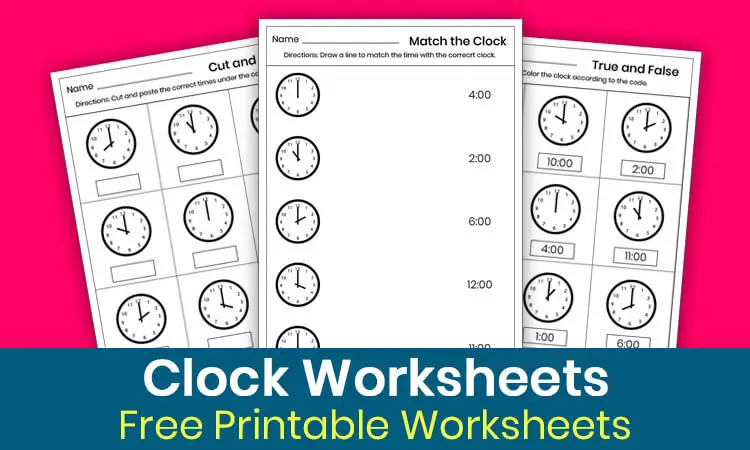 Free Clock Worksheets for Kindergarten