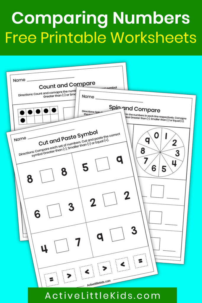 Comparing numbers worksheets for kindergarten pin
