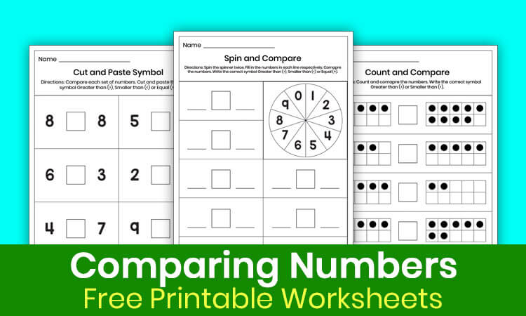 Comparing numbers worksheets for kindergarten