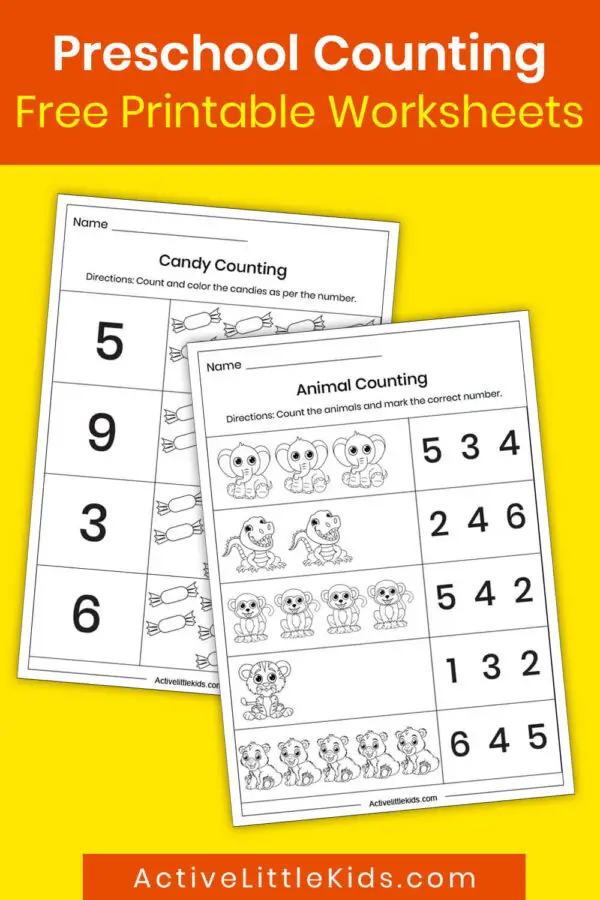 Counting worksheets for preschool - Active Little Kids