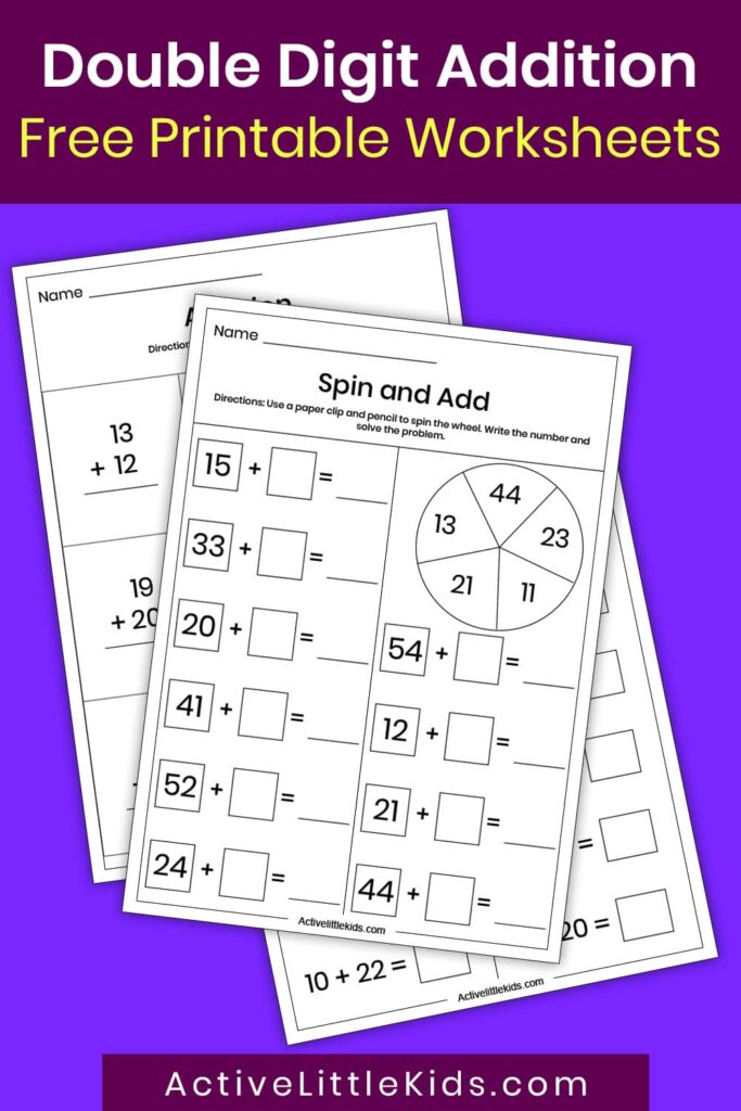 Double digit addition worksheets pin