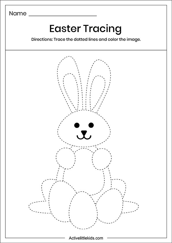 Easter bunny tracing worksheets for kindergarten