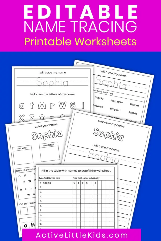 editable name tracing worksheets active little kids