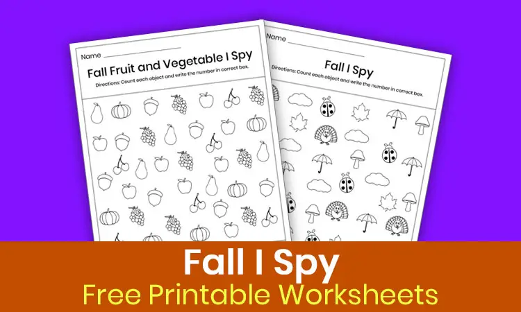 Fall I spy worksheets – Free printables