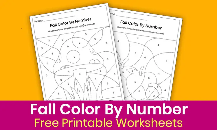 Fall color by number worksheets