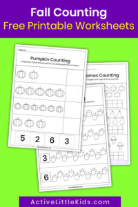 Fall counting worksheets for kindergarten - Active Little Kids