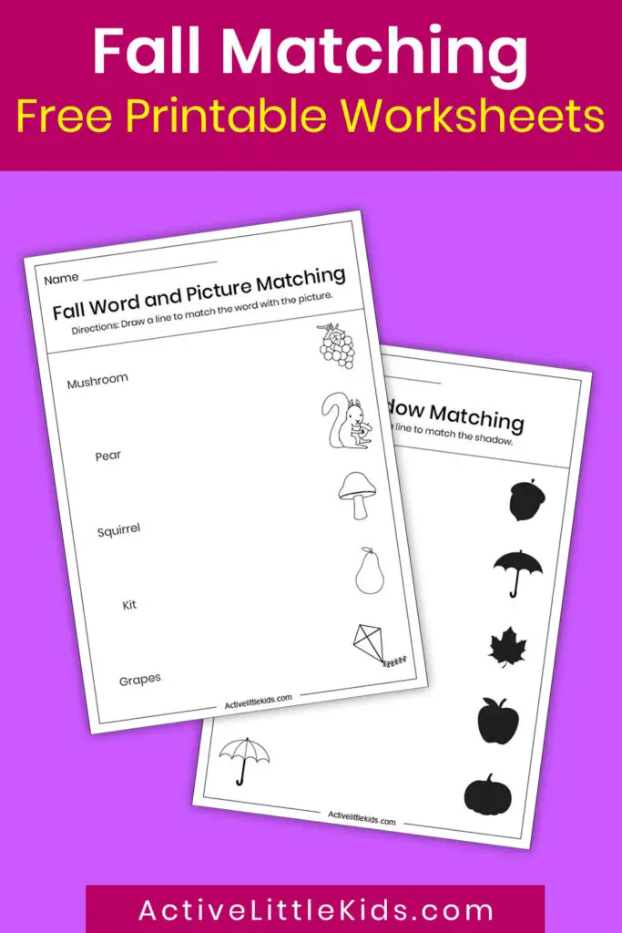 fall matching worksheets pin