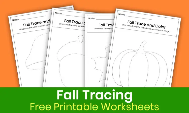 Fall tracing worksheets for kindergarten