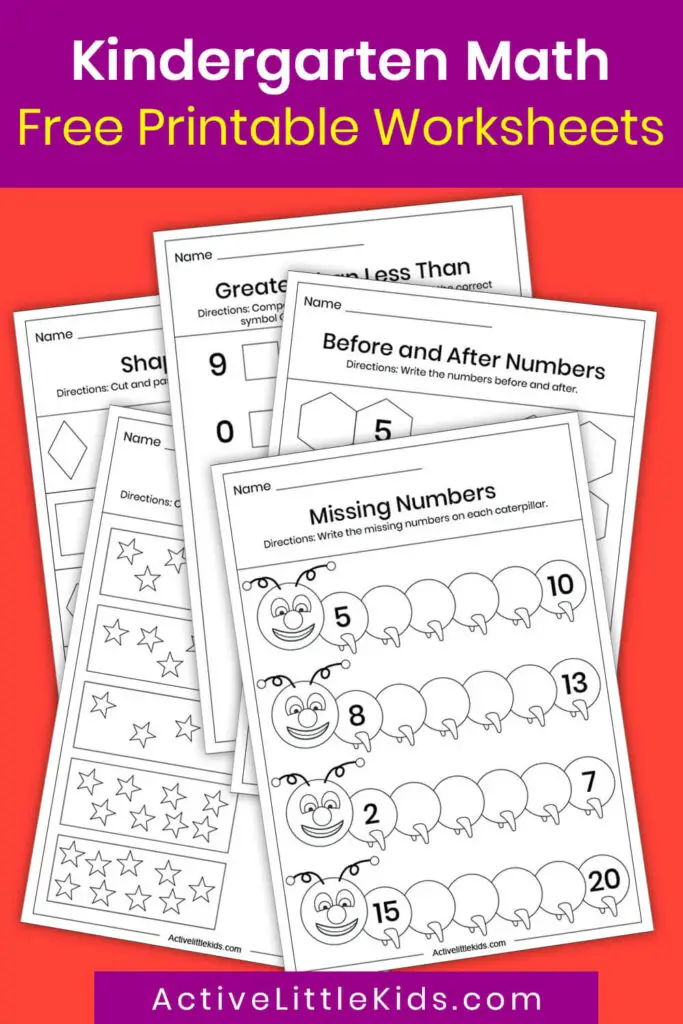 free math worksheets for kindergarten active little kids