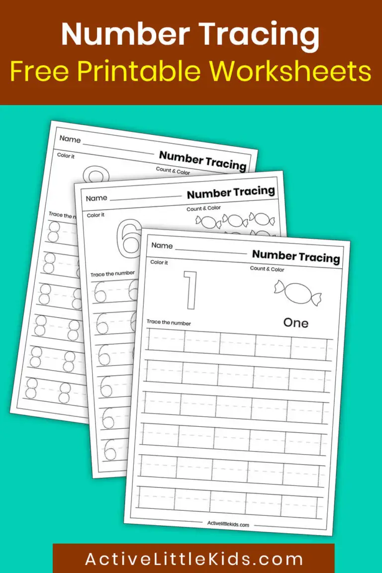 Free Number Tracing Worksheets for Preschool - Active Little Kids