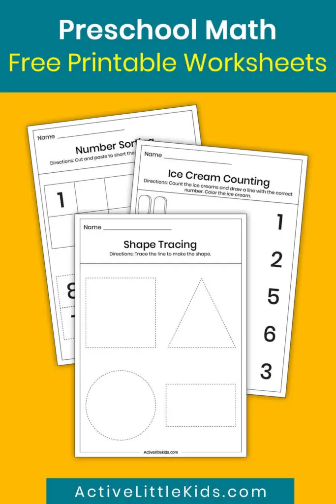 Free preschool math worksheets pin