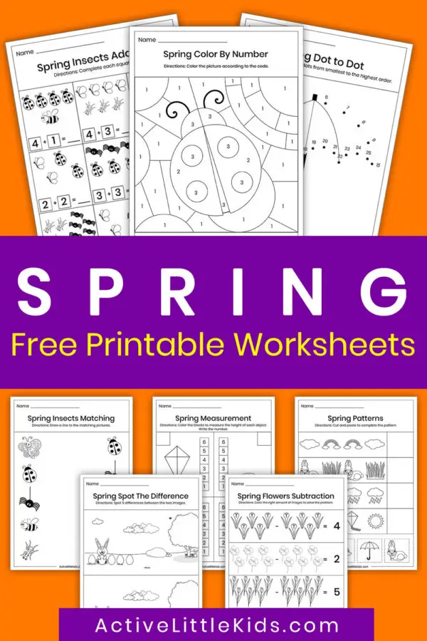 Free printable spring worksheets for kindergarten - Active Little Kids