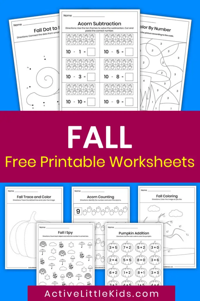 Free printable worksheets for fall pin