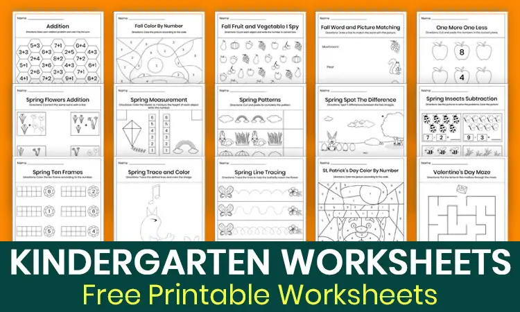 70+ pages of free printable worksheets for kindergarten