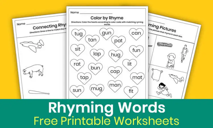 Free rhyming words worksheets for kindergarten