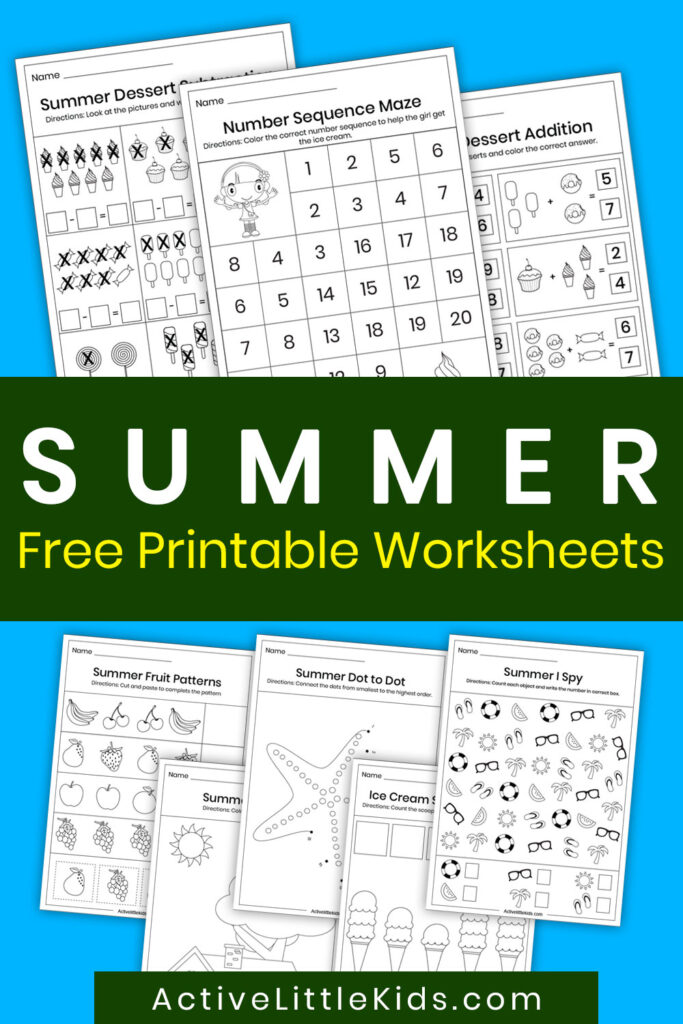 free summer worksheets for kindergarten pin