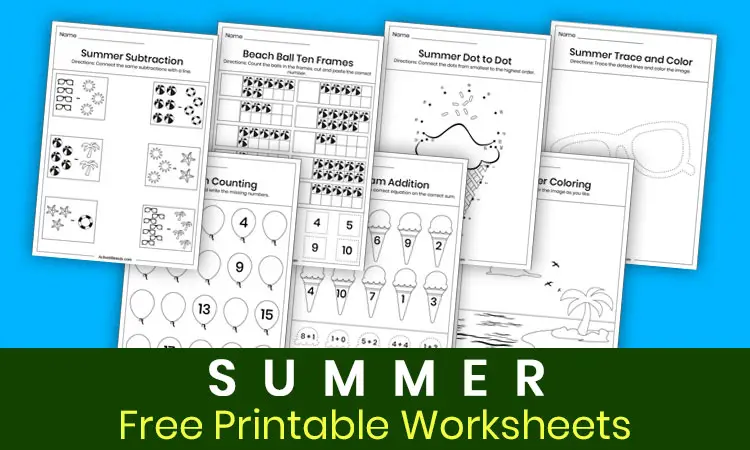 Free summer worksheets for kindergarten