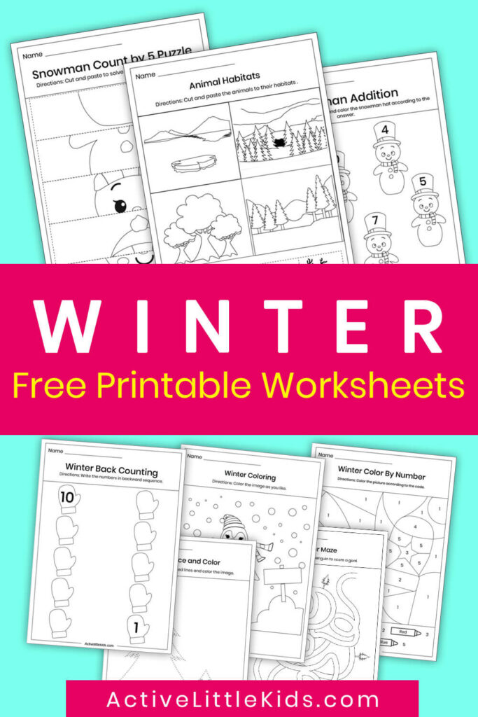 Free winter worksheets for kindergarten pin