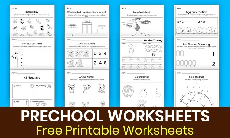 120+ pages of free worksheets for preschool