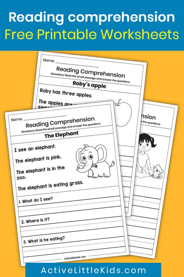 kindergarten reading comprehension worksheets active