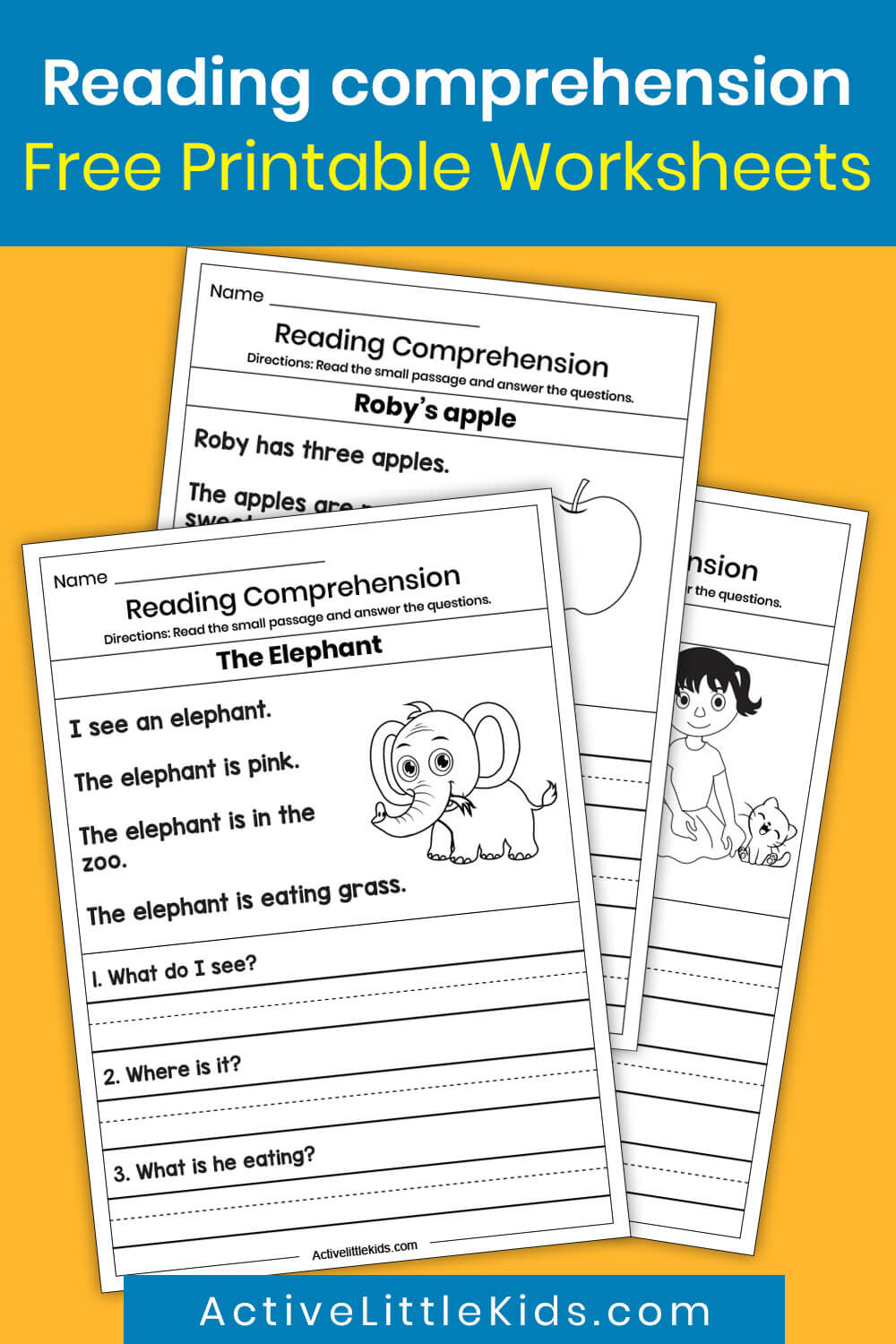 kindergarten reading comprehension worksheets active