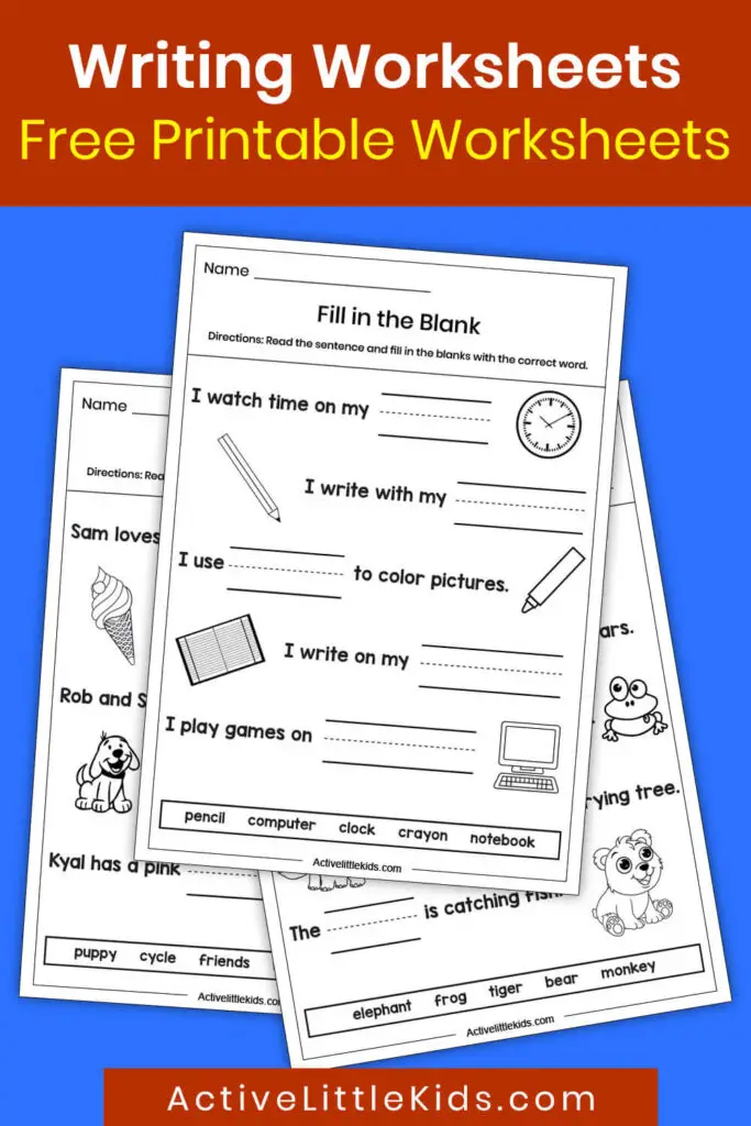 blank writing worksheets for kindergarten