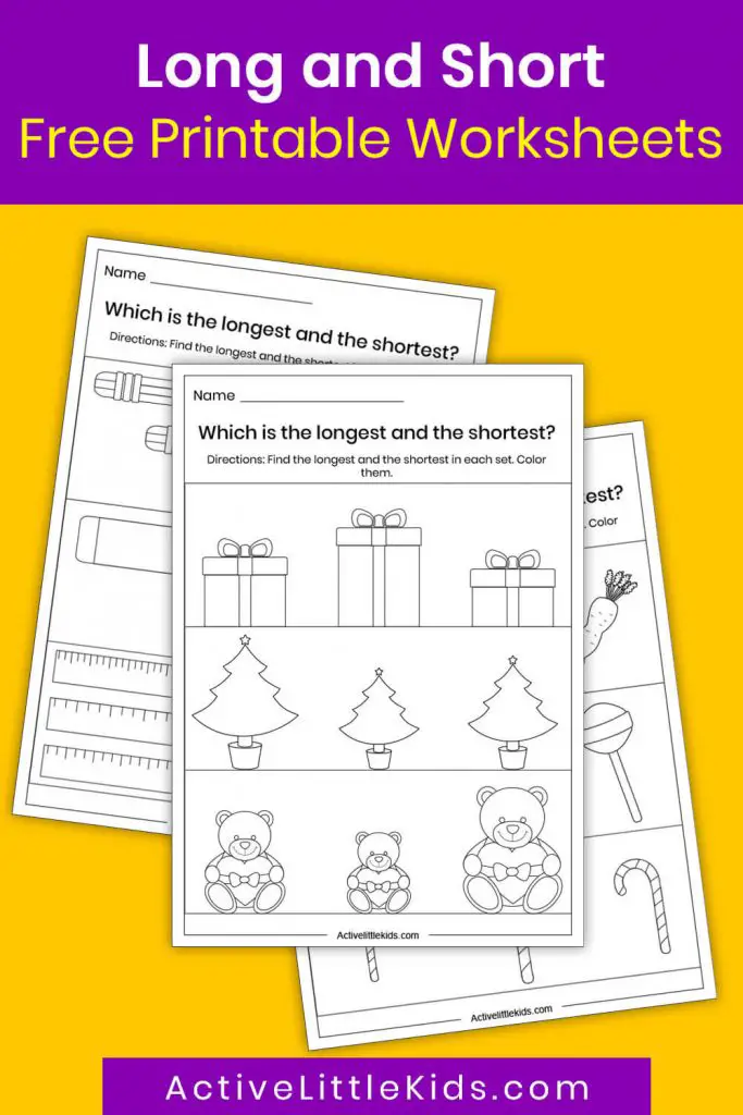 Long and short worksheet for preschool pin