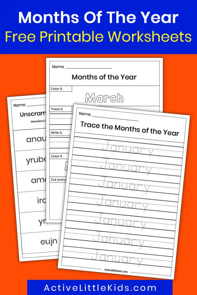 Months of the year worksheets pin