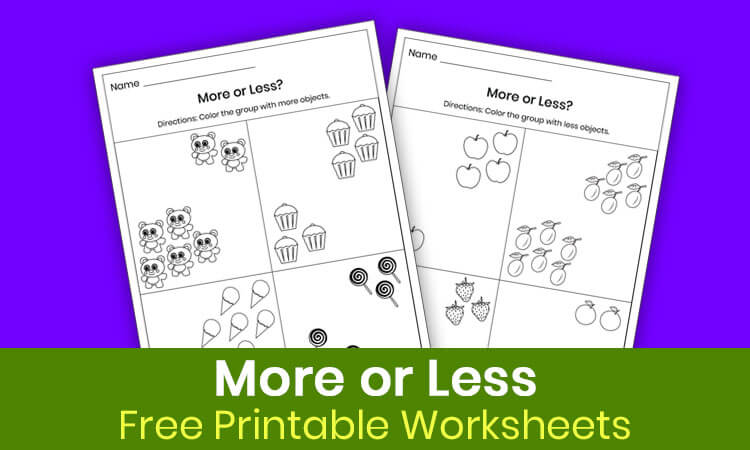 More or Less Worksheets for Kindergarten