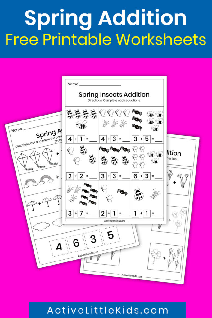 Spring addition worksheets for kindergarten pin