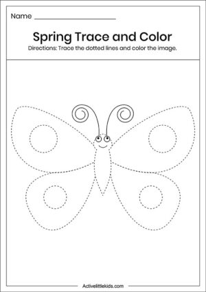 Spring trace and color worksheets - Active Little Kids