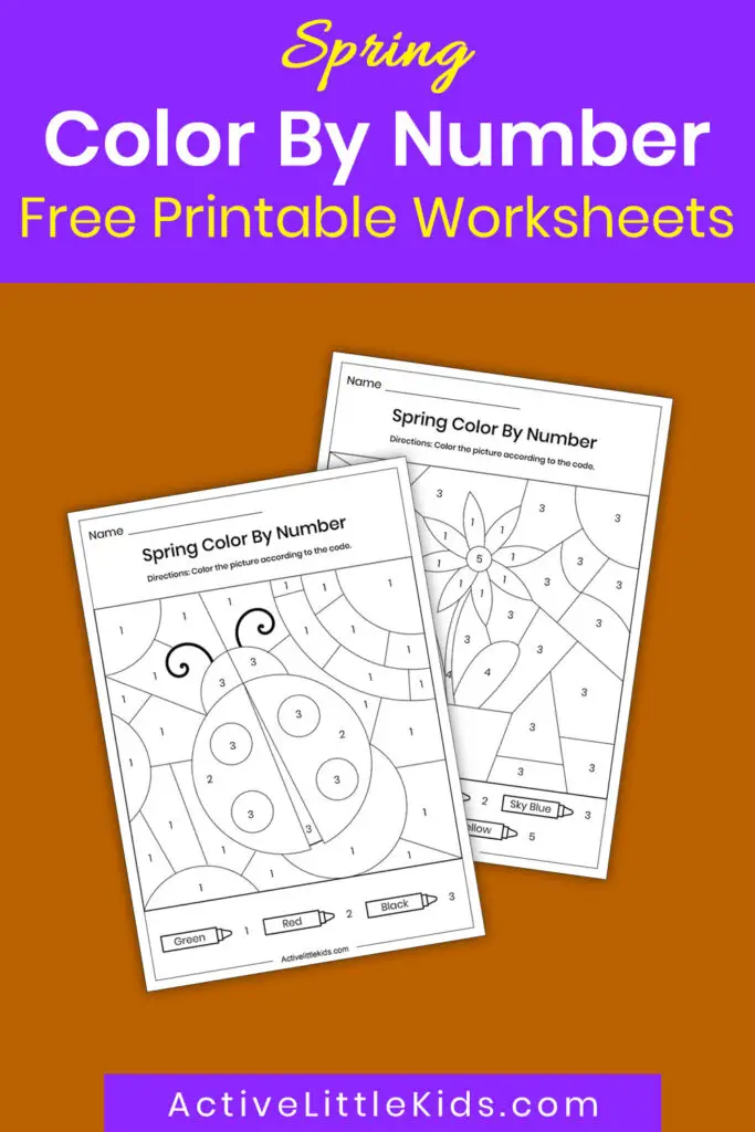 Spring color by number worksheets pin