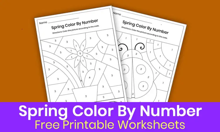 Free spring color by number worksheets