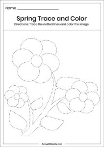 Spring trace and color worksheets - Active Little Kids