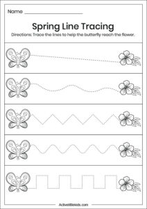 Free spring tracing lines worksheets - Active Little Kids