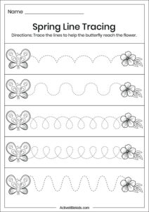Free spring tracing lines worksheets - Active Little Kids