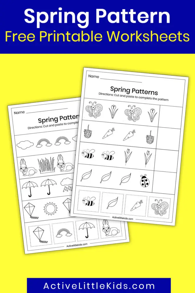 Spring pattern worksheets for kindergarten pin