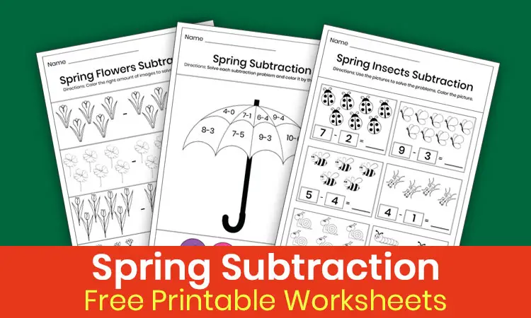 Spring subtraction worksheets for kindergarten
