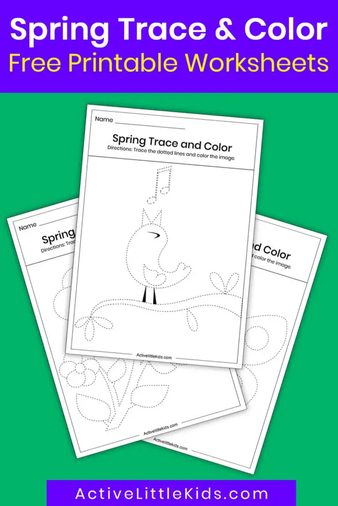 Spring trace and color worksheets - Active Little Kids