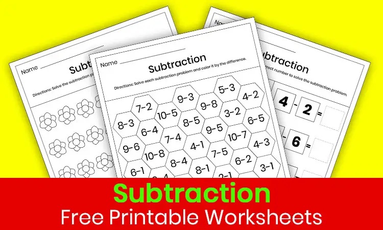 Free subtraction worksheets for kindergarten