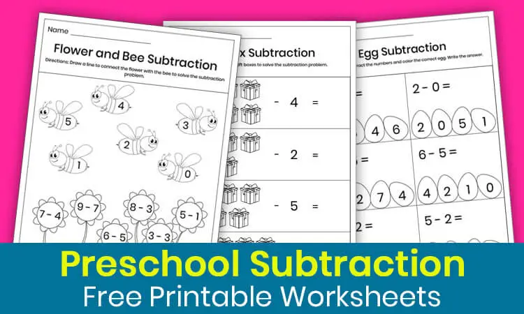 Subtraction worksheets for preschool
