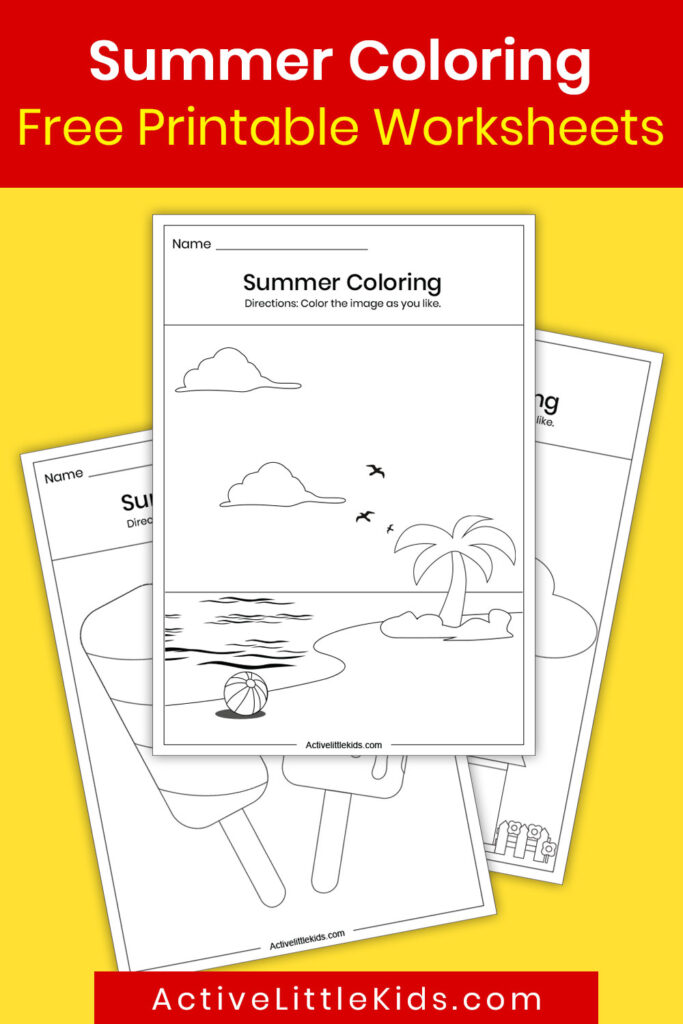 Summer coloring worksheets pin