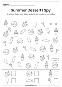 Summer I spy worksheets for kindergarten - Active Little Kids