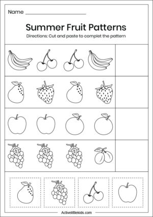 Summer pattern worksheets for kindergarten - Active Little Kids