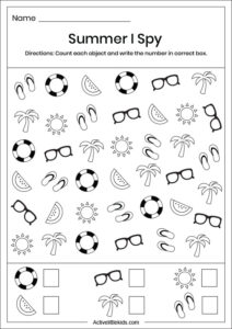 Summer I Spy Worksheets For Kindergarten - Active Little Kids