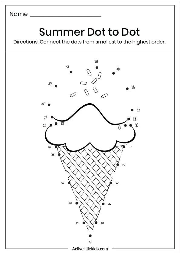 icecream dot to dot worksheet