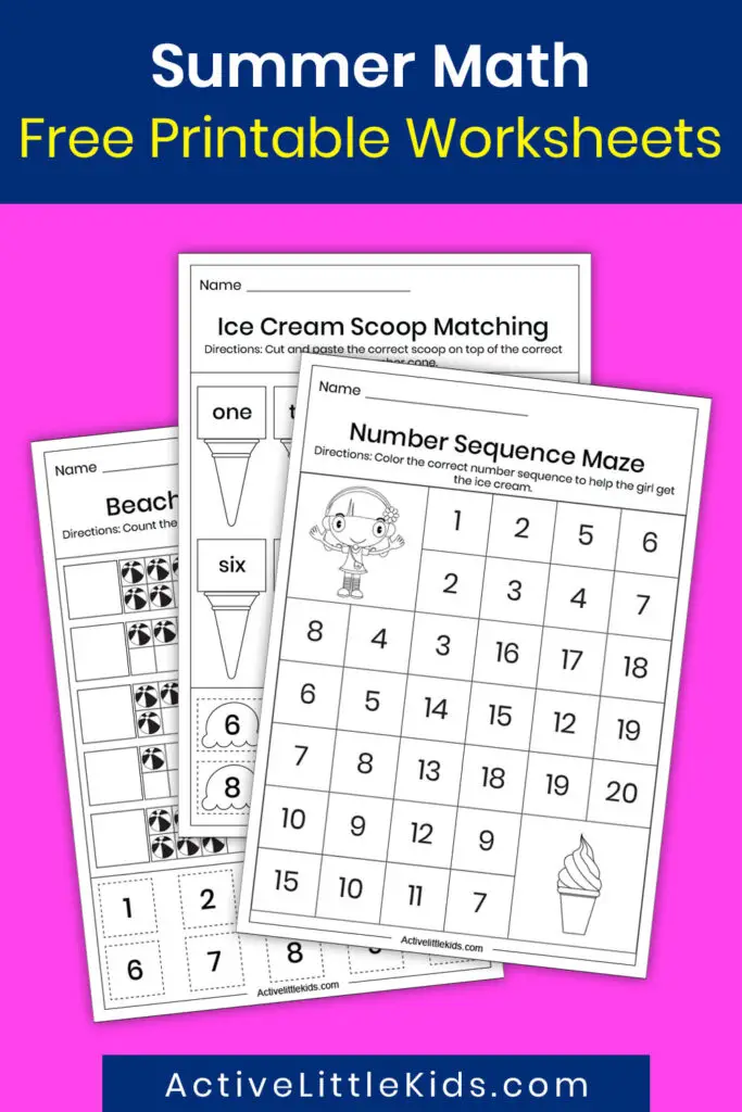 free summer math worksheets active little kids